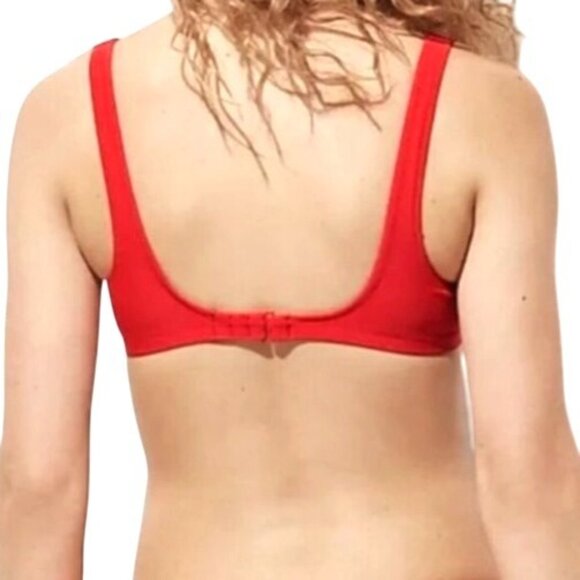 NEW J. Crew Women’s Heritage Scoopneck Bikini‎ Swim Top Red M Recycled Material - Picture 4 of 10
